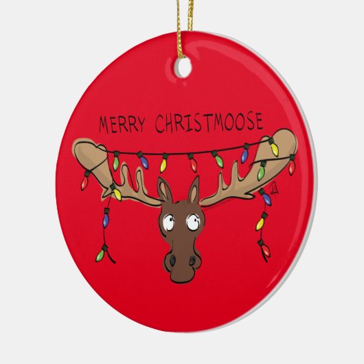 Moose Cute Funny Kerstmis Keramisch Ornament (Links)
