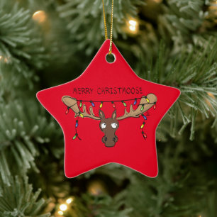 Moose Cute Funny Kerstmis Keramisch Ornament