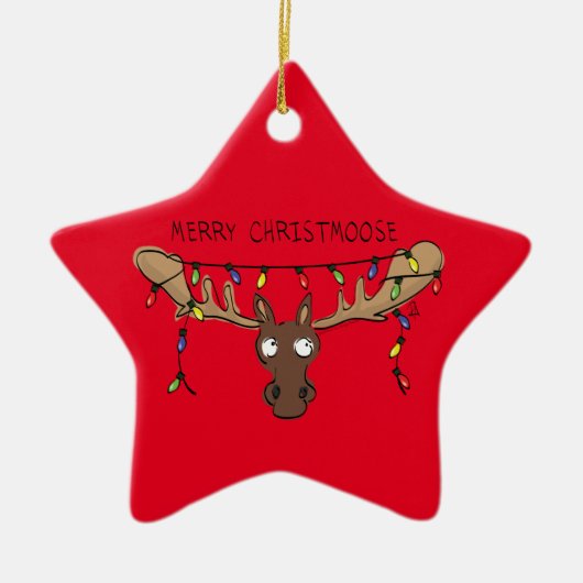 Moose Cute Funny Kerstmis Keramisch Ornament (Voorkant)