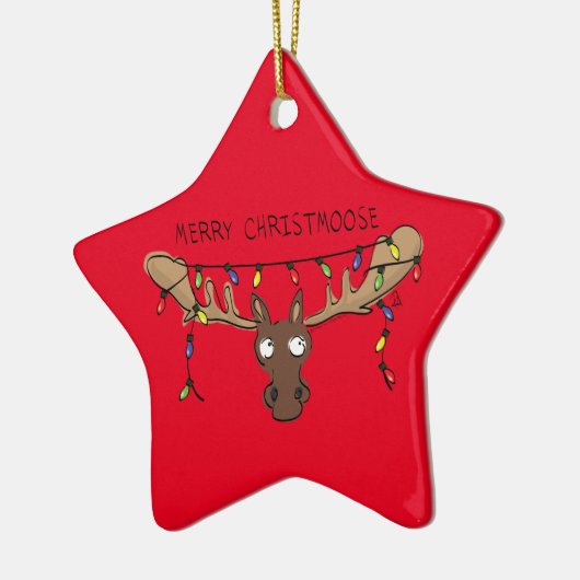 Moose Cute Funny Kerstmis Keramisch Ornament (Links)