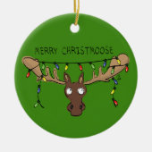 Moose Cute Funny Kerstmis Keramisch Ornament (Voorkant)