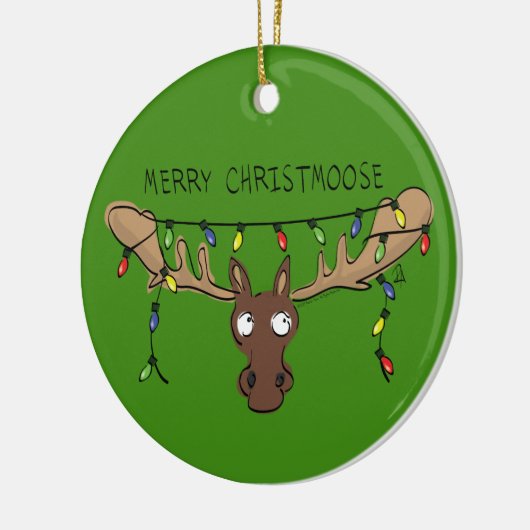 Moose Cute Funny Kerstmis Keramisch Ornament (Links)