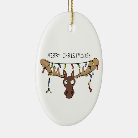 Moose Cute Funny Kerstmis Keramisch Ornament (Rechts)