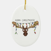 Moose Cute Funny Kerstmis Keramisch Ornament (Voorkant)