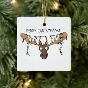 Moose Cute Funny Kerstmis Keramisch Ornament