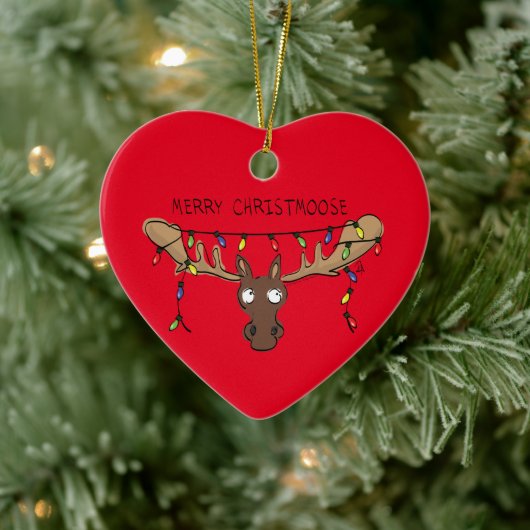 Moose Cute Funny Kerstmis Keramisch Ornament (Boom)