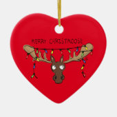 Moose Cute Funny Kerstmis Keramisch Ornament (Voorkant)