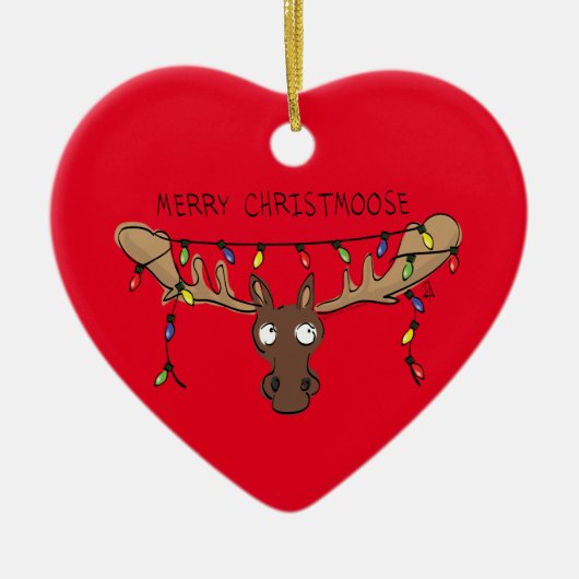 Moose Cute Funny Kerstmis Keramisch Ornament (Voorkant)