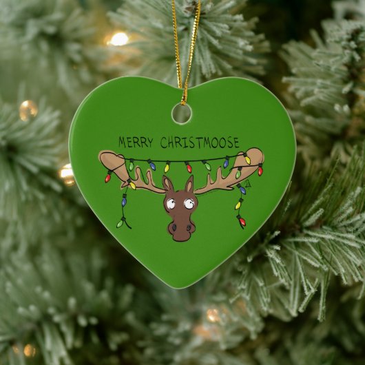 Moose Cute Funny Kerstmis Keramisch Ornament (Boom)