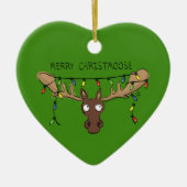 Moose Cute Funny Kerstmis Keramisch Ornament (Voorkant)