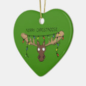 Moose Cute Funny Kerstmis Keramisch Ornament (Links)