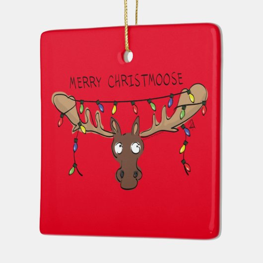 Moose Cute Funny Kerstmis Keramisch Ornament (Links)