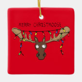Moose Cute Funny Kerstmis Keramisch Ornament (Voorkant)