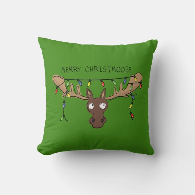 Moose Cute Funny Kerstmis Kussen (Voorkant)