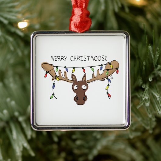 Moose Cute Funny Kerstmis Metalen Ornament (Boom)