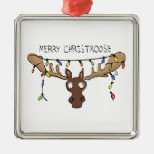 Moose Cute Funny Kerstmis Metalen Ornament (Voorkant)
