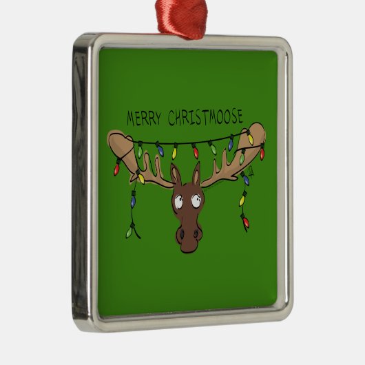 Moose Cute Funny Kerstmis Metalen Ornament (Rechts)