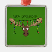 Moose Cute Funny Kerstmis Metalen Ornament (Voorkant)