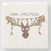 Moose Cute Funny Kerstmis Stenen Onderzetter (Voorkant)