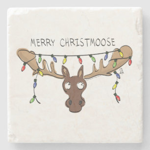 Moose Cute Funny Kerstmis Stenen Onderzetter