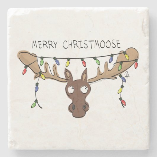 Moose Cute Funny Kerstmis Stenen Onderzetter (Voorkant)