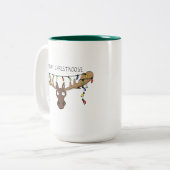 Moose Cute Funny Kerstmis Tweekleurige Koffiemok (Voorkant links)