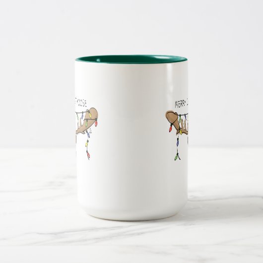 Moose Cute Funny Kerstmis Tweekleurige Koffiemok (Center)