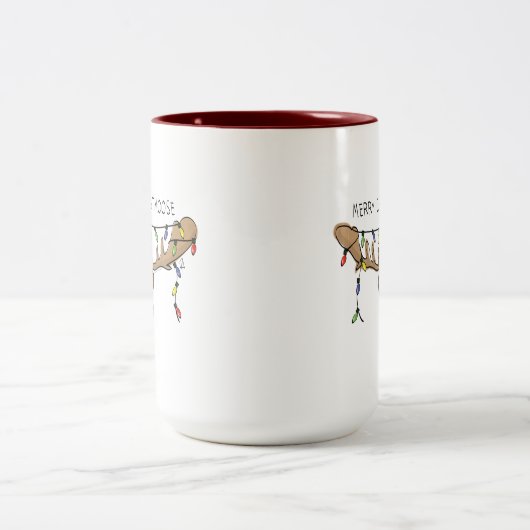 Moose Cute Funny Kerstmis Tweekleurige Koffiemok (Center)