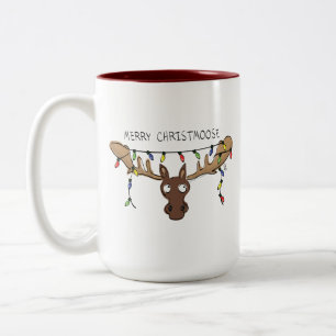 Moose Cute Funny Kerstmis Tweekleurige Koffiemok