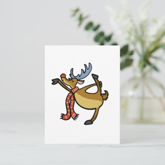Moose dansende cartoon | achtergrondkleur kiezen briefkaart (Staand voorkant)