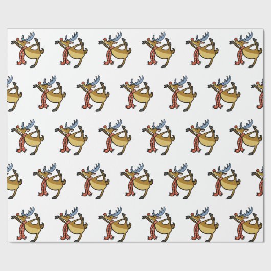 Moose dansende cartoon | achtergrondkleur kiezen cadeaupapier (Vlak)