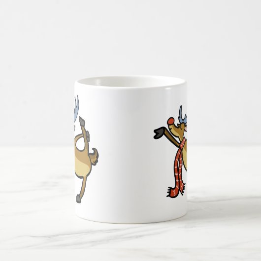 Moose dansende cartoon | achtergrondkleur kiezen koffiemok (Center)