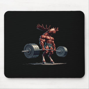 Moose Deadlifting Gym Humor Gewichtheffen Fitness Muismat