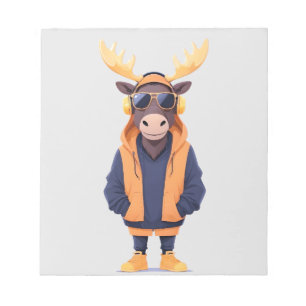 Moose Dearing Hoodie Grappig Cool Dier karakter Notitieblok