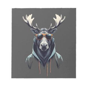 Moose Dearing Hoodie Grappig Cool Dier karakter Notitieblok