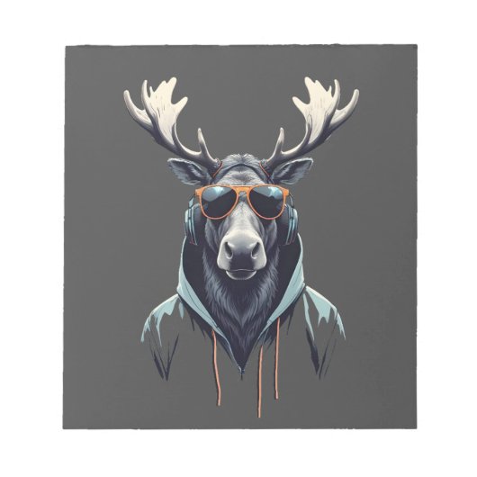 Moose Dearing Hoodie Grappig Cool Dier karakter Notitieblok (Voorkant)