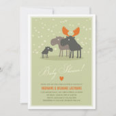 Moose Deer Family Couples Baby shower Invitation Kaart (Voorkant)