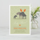Moose Deer Family Couples Baby shower Invitation Kaart (Staand voorkant)