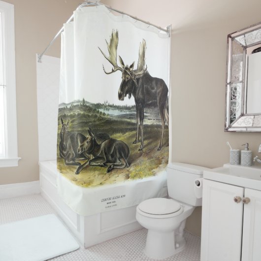 Moose Deer (Moose - Alces alces) van Audubon Douchegordijn (In situ)