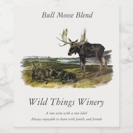 Moose Deer (Moose - Alces alces) van Audubon Wijn Etiket (Enkel label)