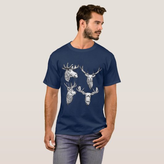 Moose & Deer  Style Hunt Theme Design T-shirt (Voorkant volledig)