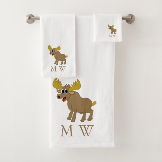 Moose Design Monogrammed Bad Handdoek (Insitu)