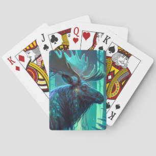 Moose Dier Portret Schilderij Donker Karakter Pokerkaarten