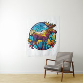 Moose Dierenportret Glas in lood Wildlife Free Wandkleed (In situ)