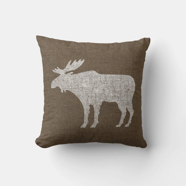 Moose Distress Burlap Kussen (Voorkant)