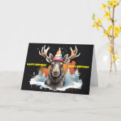 Moose dragen verjaardags pet kaart (Gele Bloem)