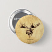 Moose Drawing Sepia Ronde Button 5,7 Cm (Voorkant /achterkant)