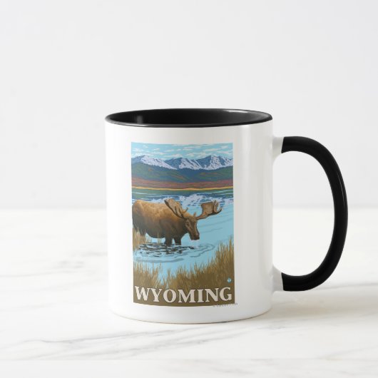 Moose Drink aan het meer van Wyoming Mok (Rechts)