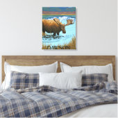 Moose Drink aan Lake - Dawson, Alaska Canvas Afdruk (Insitu (Slaapkamer))