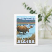 Moose Drink bij het meer van Katmai, Alaska Briefkaart (Staand voorkant)
